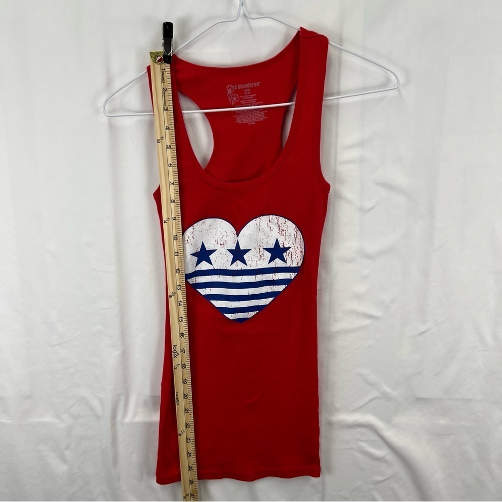 No Boundaries - Women's Tank Top - Small - Americana - Red -White and Blue Heart - Picture 2 of 3